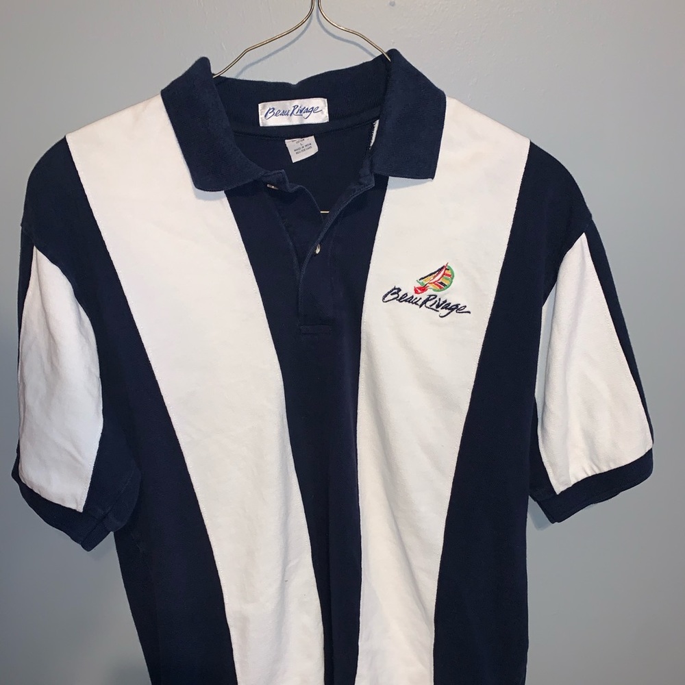 Vintage Beau Rivage Striped Polo Large
